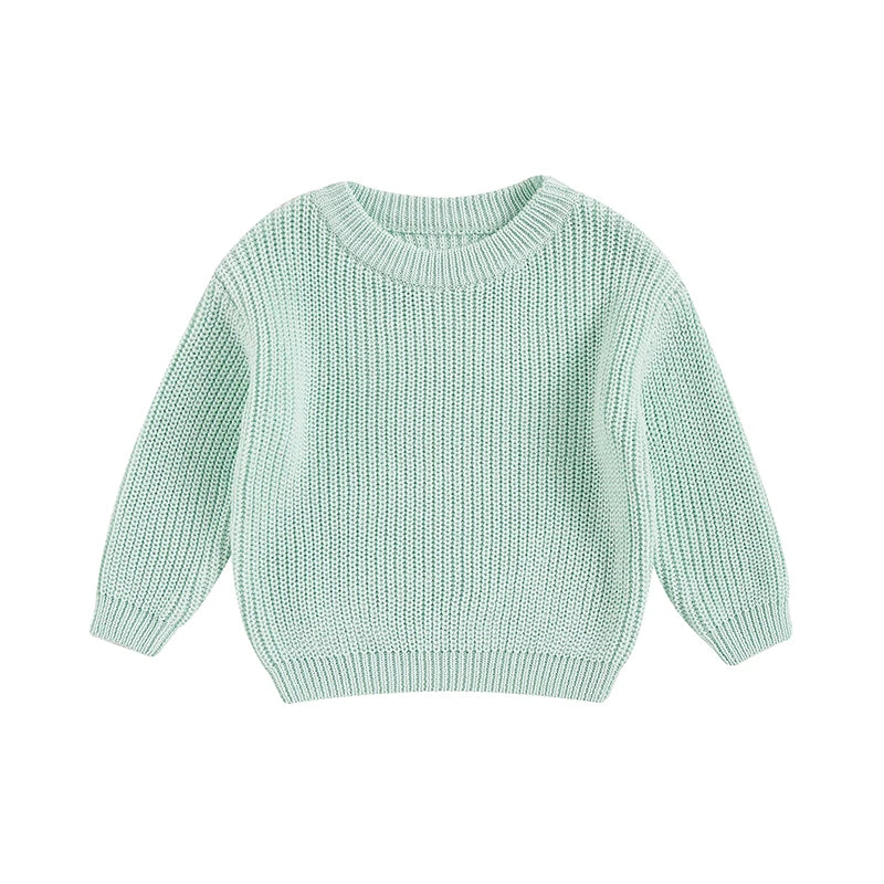 Suefunskry Newborn Baby Girl Boy Knitted Long Sleeve Autumn Winter Sweater Solid Loose Pullover Casual Tops Kids Clothes 3M-5Y