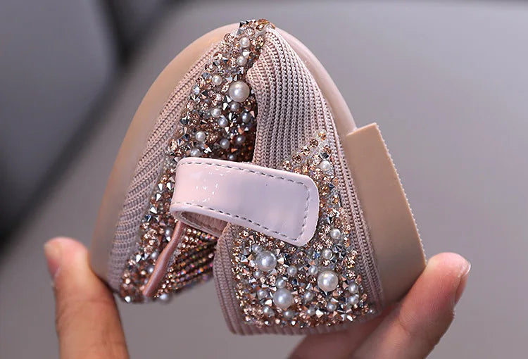 New Children Leather Shoes Rhinestone Bow Princess Girls Party Dance Shoes Baby Student Flats Kids Performance Shoes D785