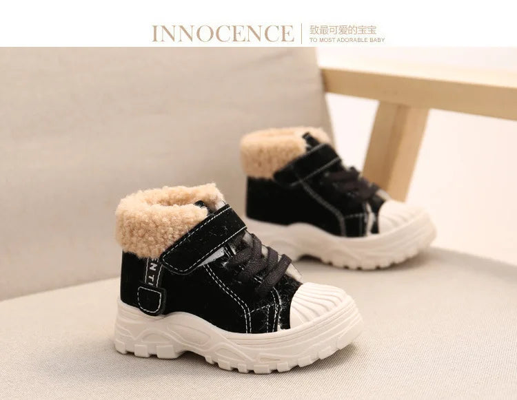 2021 Children Warm Boots Winter New Boys Plus Thicken Velvet Cotton Shoes Girls Waterproof Short Boots Baby Cotton Boots