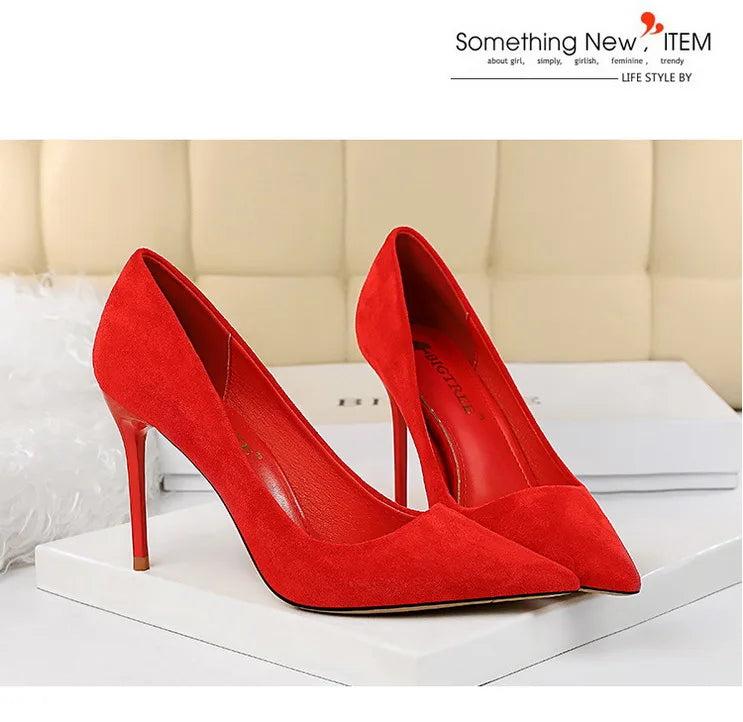 BIGTREE Shoes Suede Woman Pumps New High Heels For Women Office Shoes Fashion Stiletto Heels Women Basic Pump Plus Size 42 43