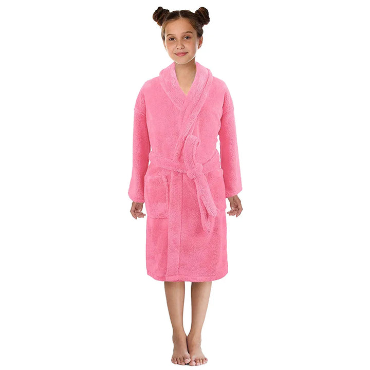 Toddler Kids Robes For Baby Boys Girls Solid Flannel Bathrobes Bath Towel Night-gown Pajamas Sleepwear Children's Clothes 3-12Y