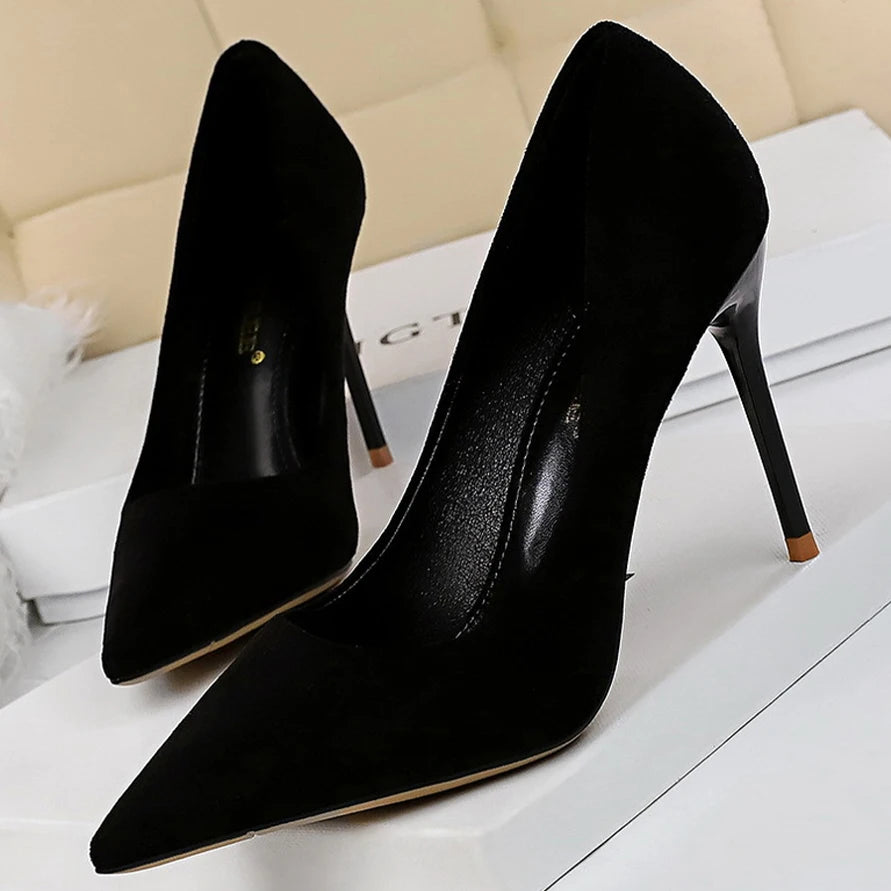 BIGTREE Shoes Suede Woman Pumps New High Heels For Women Office Shoes Fashion Stiletto Heels Women Basic Pump Plus Size 42 43