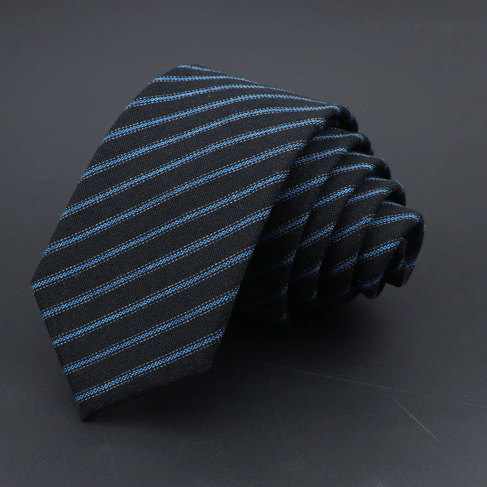 Original High Quality Solid Cotton Handmade Wool Ties Men Necktie Striped Narrow Collar Slim Cashmere Casual Tie Accessories