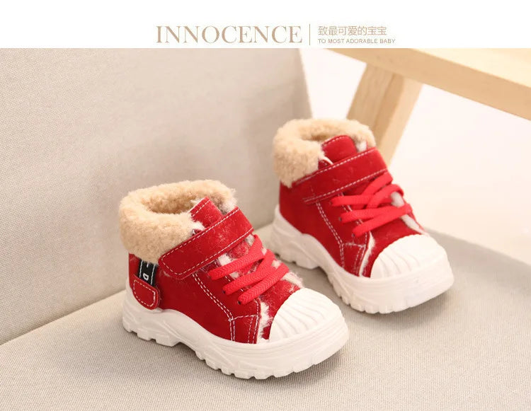 2021 Children Warm Boots Winter New Boys Plus Thicken Velvet Cotton Shoes Girls Waterproof Short Boots Baby Cotton Boots