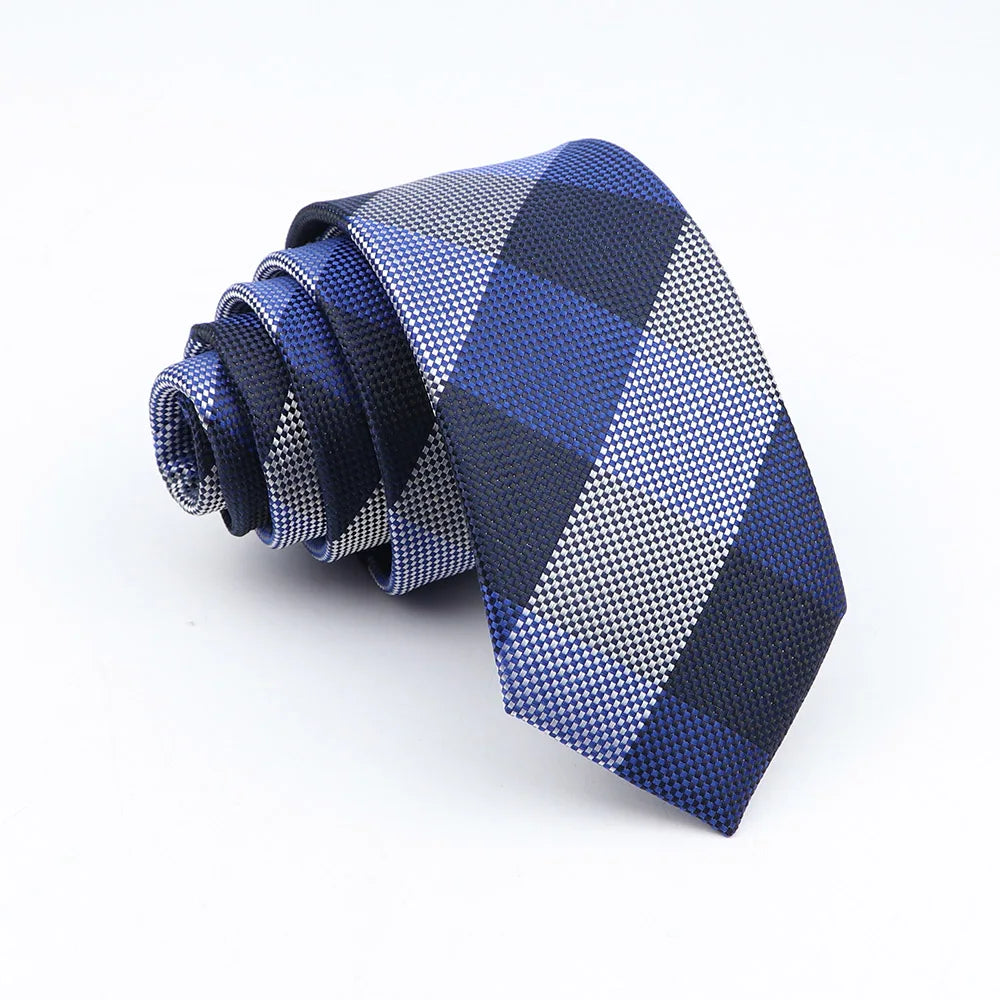 New Jacquard Plaid 6cm Neck Tie For Men Classic Check Ties Polyester Mens Necktie For Wedding Business Suit Neckwear Accessories