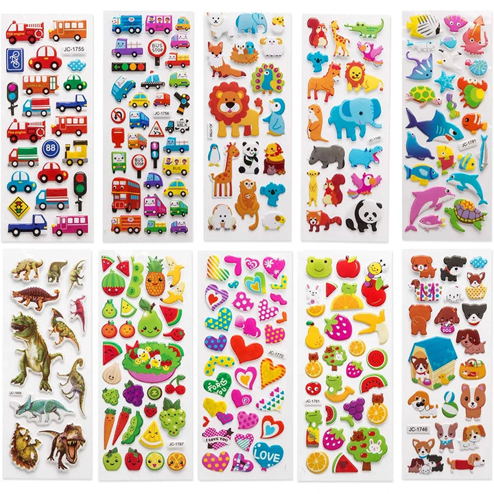 3D Stickers for Kids Toddlers 20/8 Different Sheets 3D Puffy Bulk Sticker Cartoon Education Classic Toy Children Boys Girl Gifts