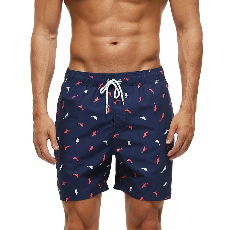 DATIFER Summer Men Beach Print Shorts Surfing Swimwear Fitness Workout Trunks Male Sportswear With Pockets Pants