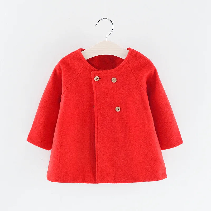 Double Breasted Girls Woolen Coats Autumn Winter Trench Jacket Coat 2-6Yrs Children Clothes For Kids Outerwear Birthday Present