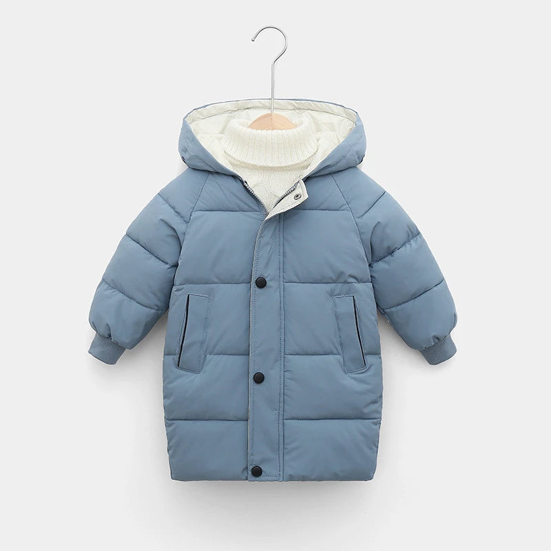 Kids Down Long Outerwear Winter Autumn Teen Cotton Clothes Boys Girls Cotton-Padded Parka Coats Big Children Thicken Warm Jacket