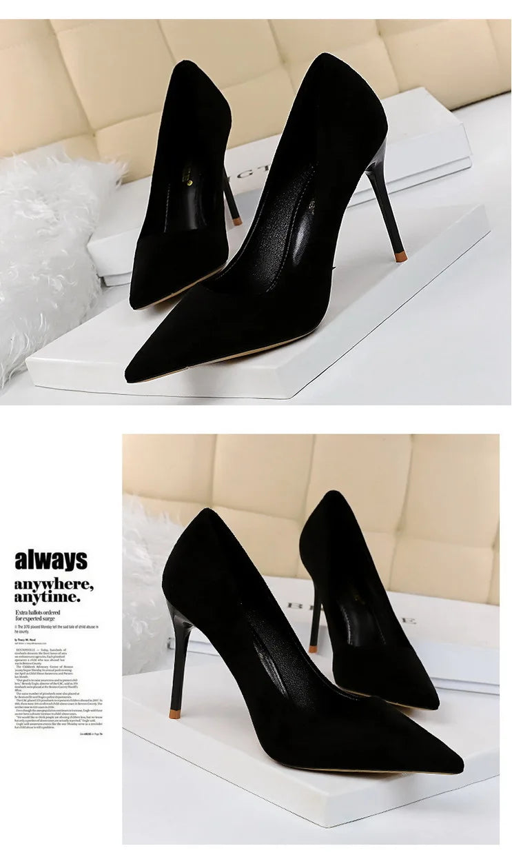 BIGTREE Shoes Suede Woman Pumps New High Heels For Women Office Shoes Fashion Stiletto Heels Women Basic Pump Plus Size 42 43