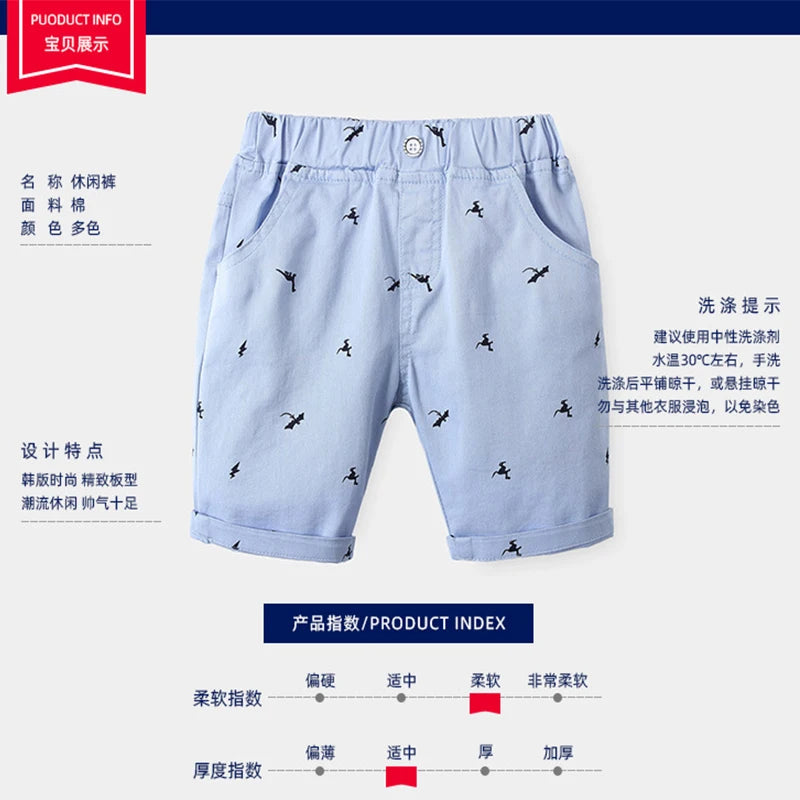 New Fashion Printed Cartoons Summer Boys Shorts Breathable Linen 100% Cotton Children Shorts For Boys 2-7 Years Kids Beach Short