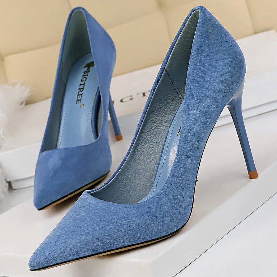 BIGTREE Shoes Suede Woman Pumps New High Heels For Women Office Shoes Fashion Stiletto Heels Women Basic Pump Plus Size 42 43