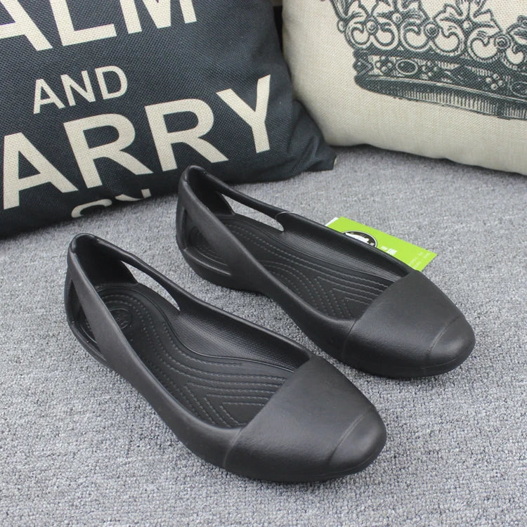 Summer Women Plastic Sandals Flats Shoes For Women Girls Ladies Mule Clogs Slippers Slip On Black Garden Clogs Immortal Anna W8