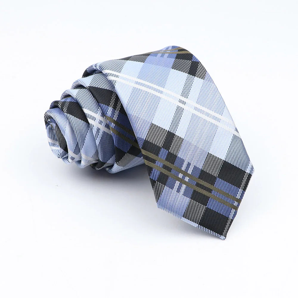 New Jacquard Plaid 6cm Neck Tie For Men Classic Check Ties Polyester Mens Necktie For Wedding Business Suit Neckwear Accessories