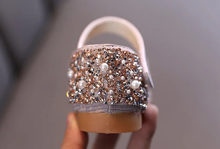 New Children Leather Shoes Rhinestone Bow Princess Girls Party Dance Shoes Baby Student Flats Kids Performance Shoes D785