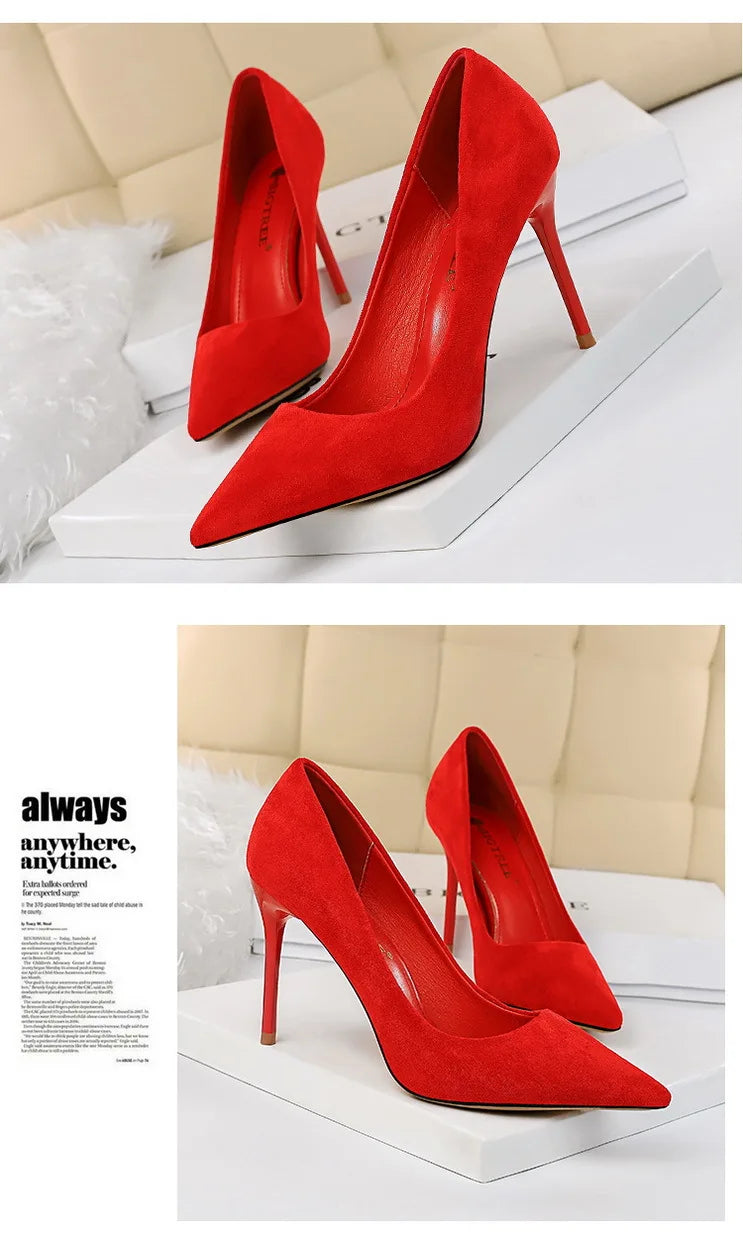 BIGTREE Shoes Suede Woman Pumps New High Heels For Women Office Shoes Fashion Stiletto Heels Women Basic Pump Plus Size 42 43