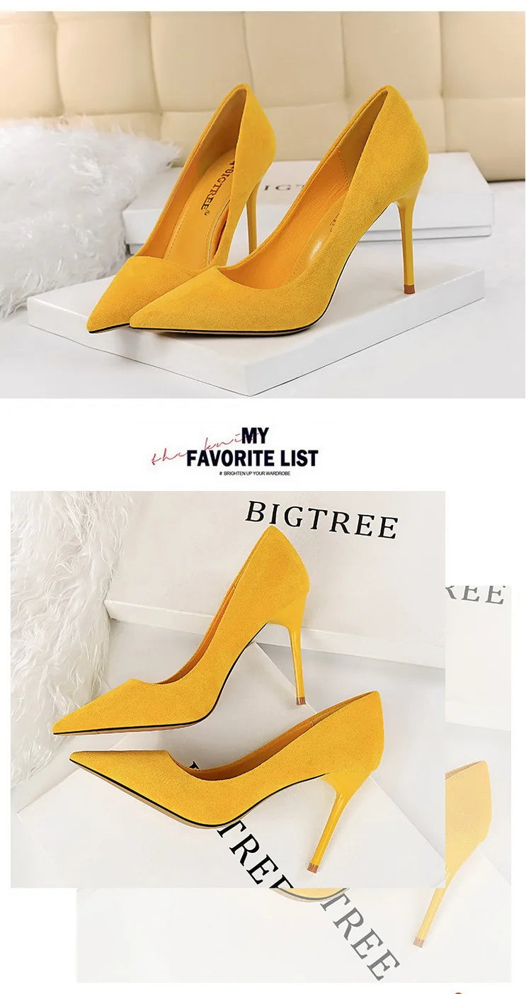 BIGTREE Shoes Suede Woman Pumps New High Heels For Women Office Shoes Fashion Stiletto Heels Women Basic Pump Plus Size 42 43