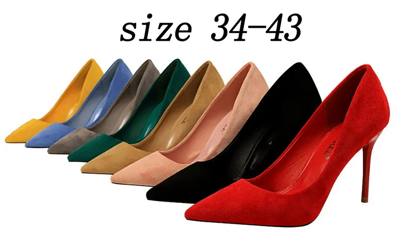 BIGTREE Shoes Suede Woman Pumps New High Heels For Women Office Shoes Fashion Stiletto Heels Women Basic Pump Plus Size 42 43