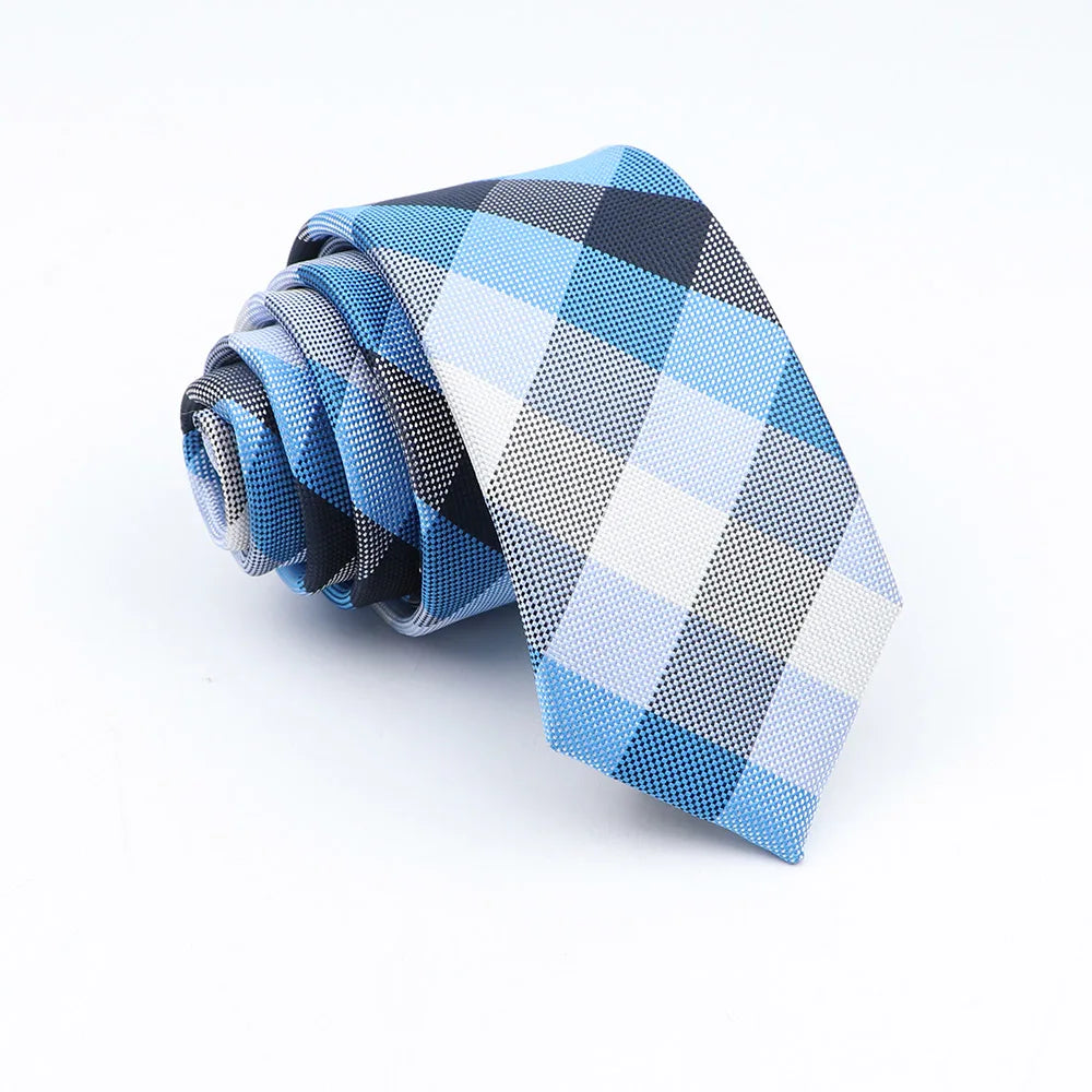 New Jacquard Plaid 6cm Neck Tie For Men Classic Check Ties Polyester Mens Necktie For Wedding Business Suit Neckwear Accessories