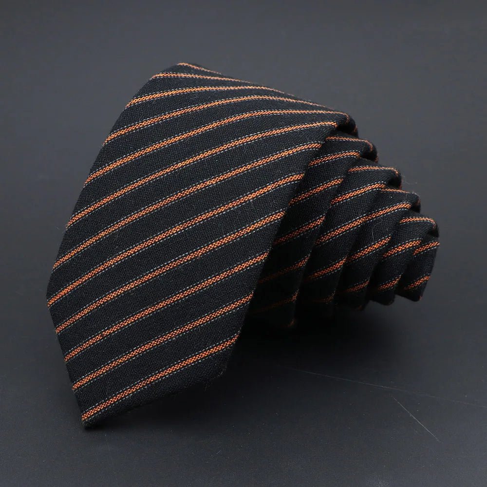 Original High Quality Solid Cotton Handmade Wool Ties Men Necktie Striped Narrow Collar Slim Cashmere Casual Tie Accessories