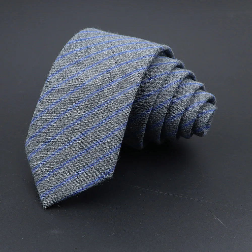 Original High Quality Solid Cotton Handmade Wool Ties Men Necktie Striped Narrow Collar Slim Cashmere Casual Tie Accessories