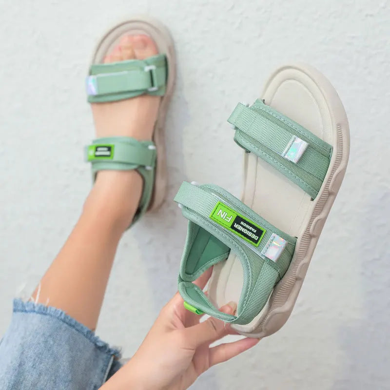 Women's Sandals Fashion Thick Soled Non Slip Comfortable Outer Wear Seaside Sandalias for Summer Buckle Strap Beach