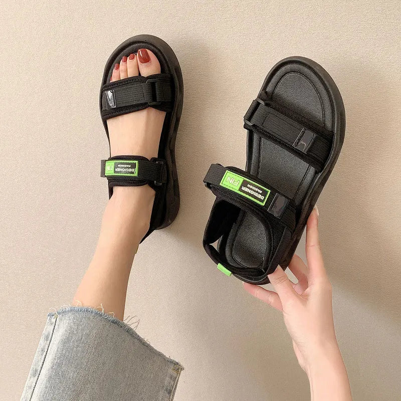 Women's Sandals Fashion Thick Soled Non Slip Comfortable Outer Wear Seaside Sandalias for Summer Buckle Strap Beach