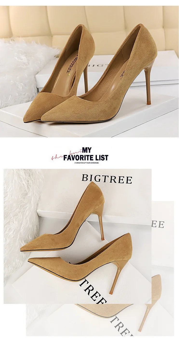 BIGTREE Shoes Suede Woman Pumps New High Heels For Women Office Shoes Fashion Stiletto Heels Women Basic Pump Plus Size 42 43