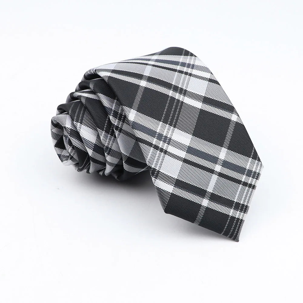 New Jacquard Plaid 6cm Neck Tie For Men Classic Check Ties Polyester Mens Necktie For Wedding Business Suit Neckwear Accessories