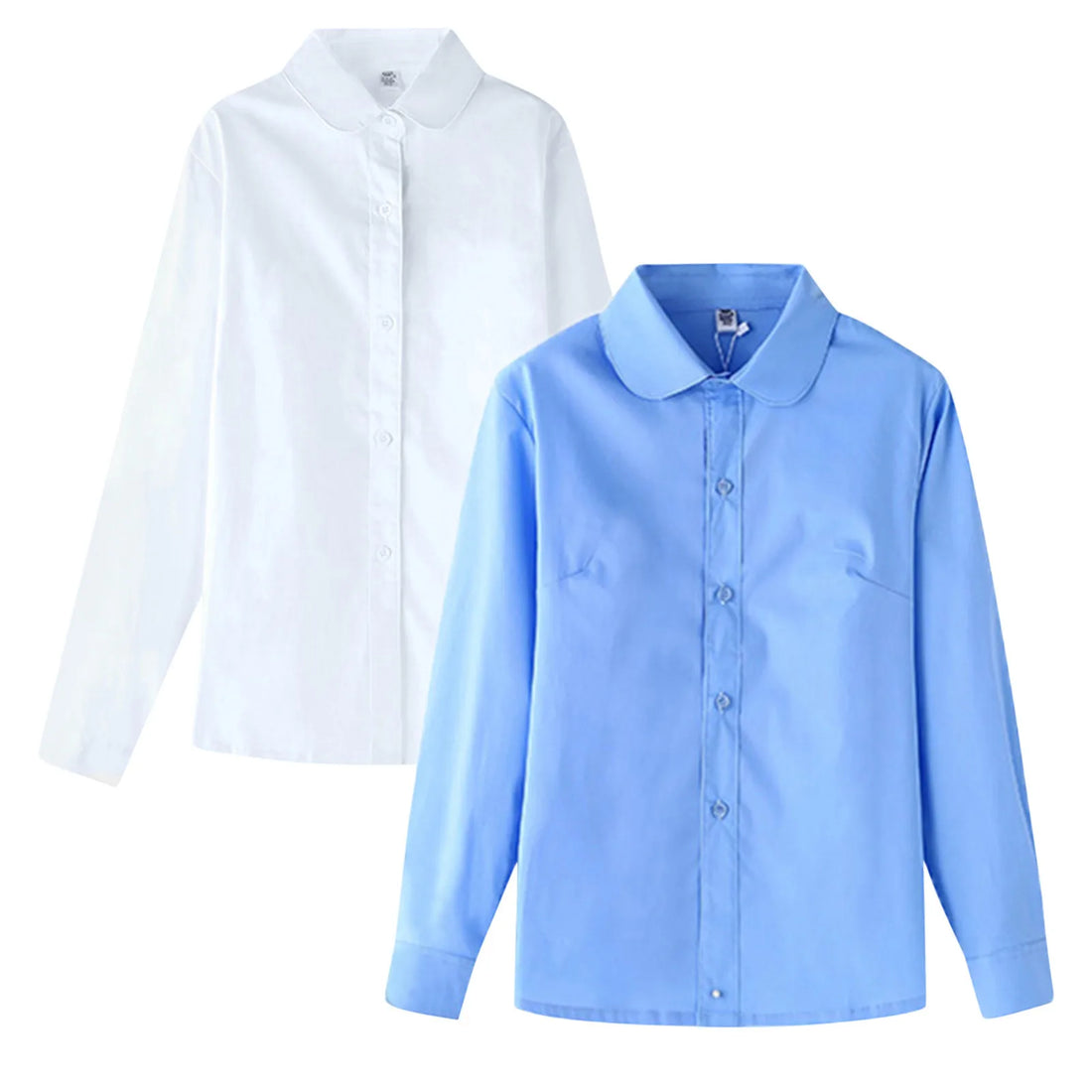 Autumn Teen Baby Girls Button Shirts Tops Turn-down Collar White Blouse Formal Wear Kids 2022 Spring Cotton School Uniform Set