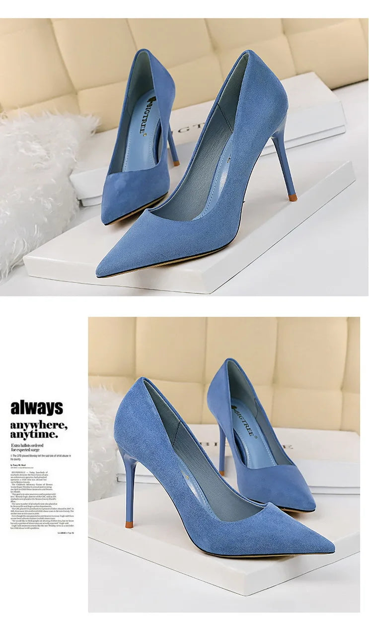 BIGTREE Shoes Suede Woman Pumps New High Heels For Women Office Shoes Fashion Stiletto Heels Women Basic Pump Plus Size 42 43