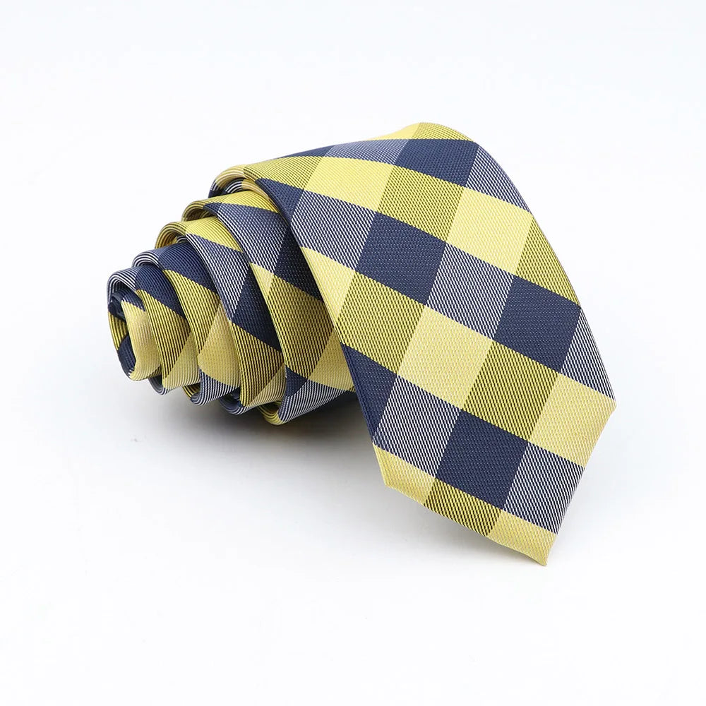 New Jacquard Plaid 6cm Neck Tie For Men Classic Check Ties Polyester Mens Necktie For Wedding Business Suit Neckwear Accessories