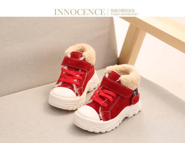 2021 Children Warm Boots Winter New Boys Plus Thicken Velvet Cotton Shoes Girls Waterproof Short Boots Baby Cotton Boots