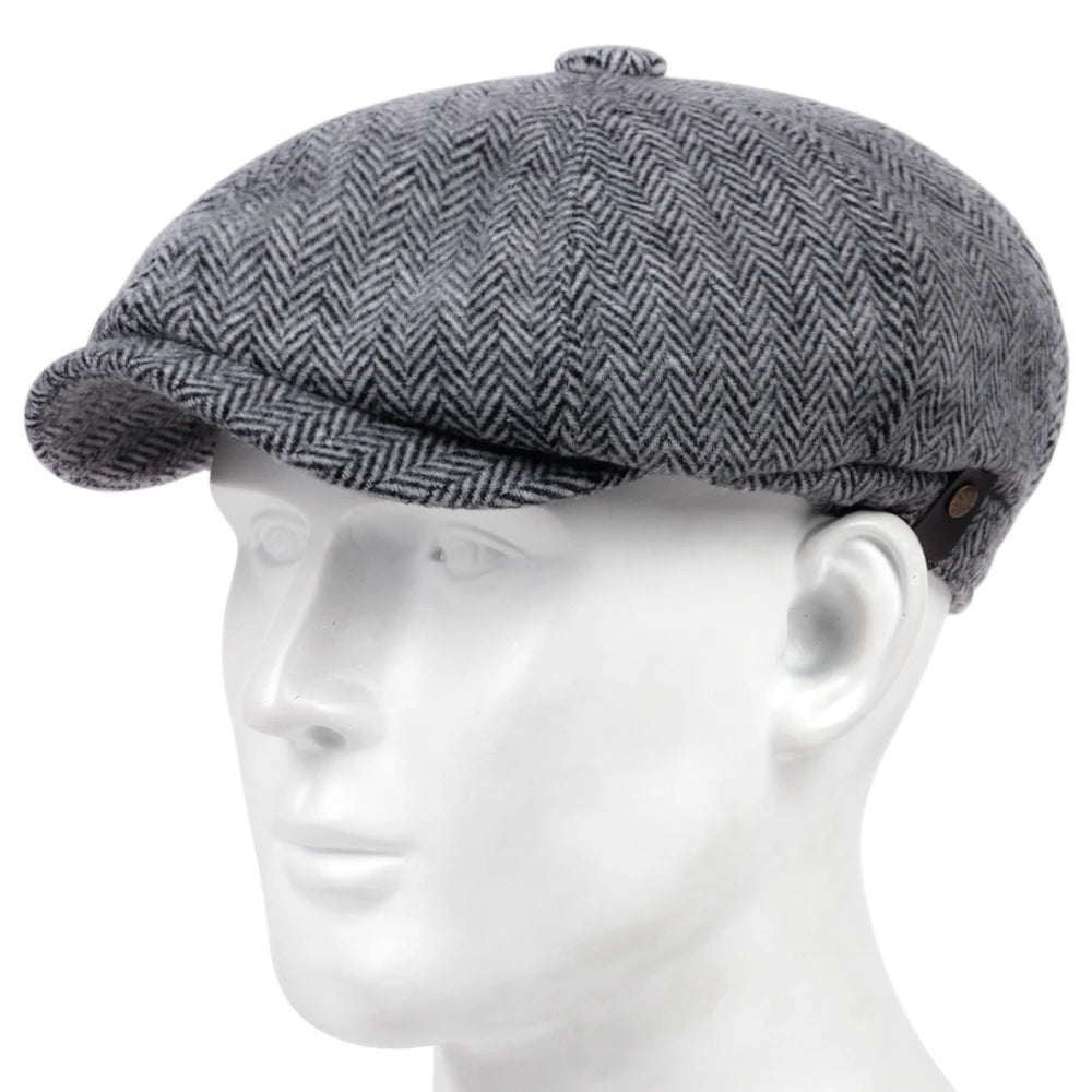 Fashion Wool Newsboy Caps Men Herringbone Flat Caps Women Coffee British Gatsby Caps Autumn Winter warm Woolen Hats gorras