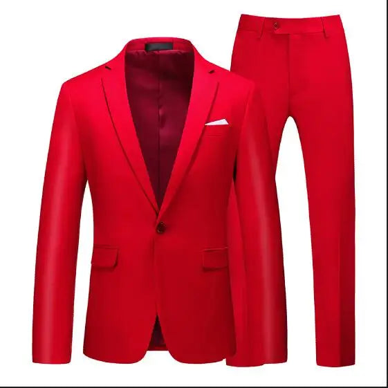 Red Formal Suit 2 Piece Sets for Men Wedding Party Dress Coat and Pants Big Size Terno Masculino Black White Blue Costume Homme