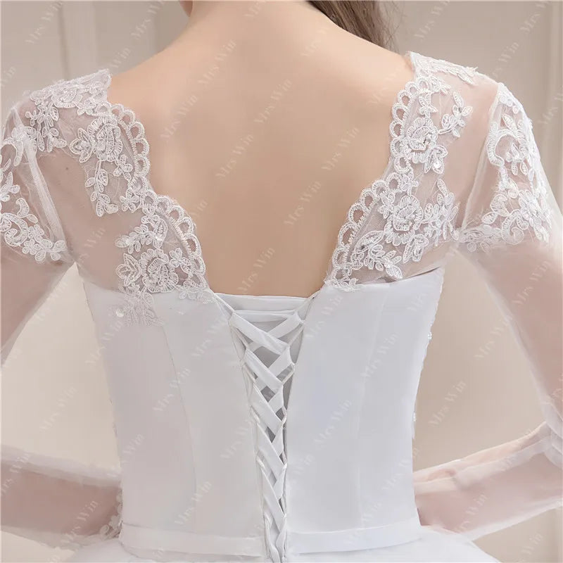 Best Selling 2024 Long Sleeve V Neck Lace Wedding Dress 2025 Vintage Bride Bridal Ball Gown Modest Wedding Dresses  Customized