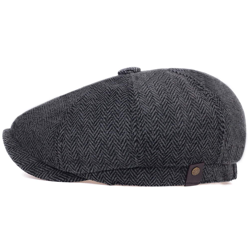 Fashion Wool Newsboy Caps Men Herringbone Flat Caps Women Coffee British Gatsby Caps Autumn Winter warm Woolen Hats gorras