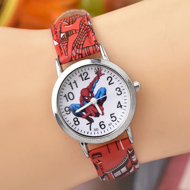 Disney SpiderMan Watch Cute Cartoon Watch Kids Watches Boys Christmas Gift  Leather Quartz Watch