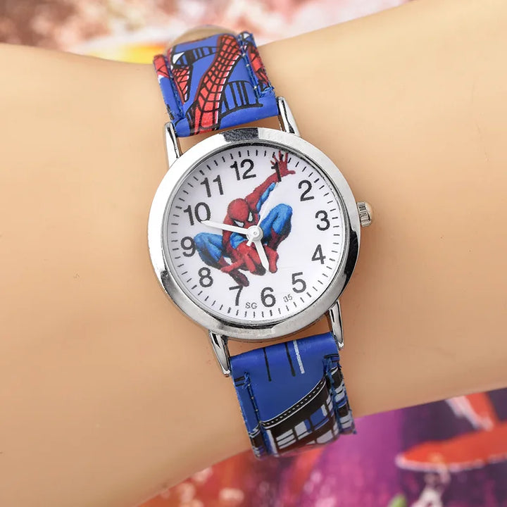 Disney SpiderMan Watch Cute Cartoon Watch Kids Watches Boys Christmas Gift  Leather Quartz Watch