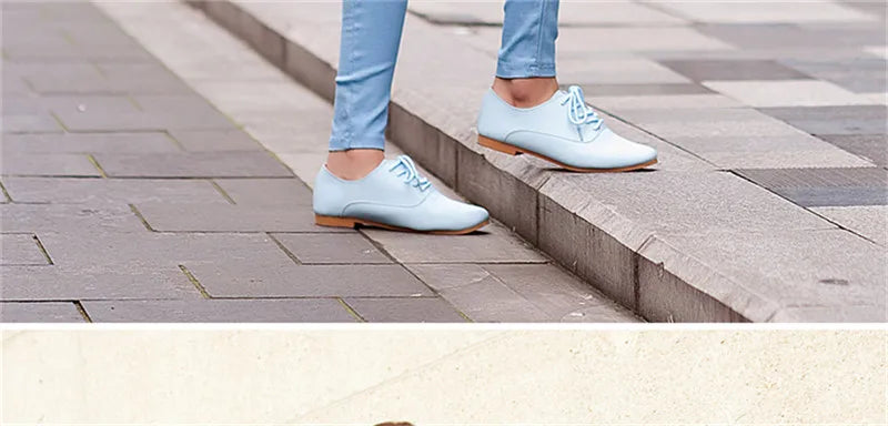 YAERNI Spring women oxford shoes ballerina flats shoes women genuine leather shoes moccasins lace up loafers white  051