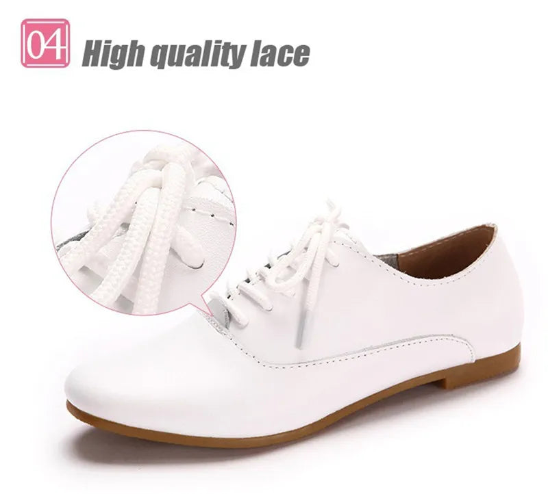 YAERNI Spring women oxford shoes ballerina flats shoes women genuine leather shoes moccasins lace up loafers white  051