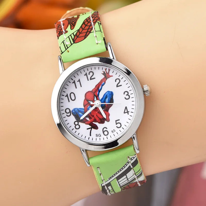 Disney SpiderMan Watch Cute Cartoon Watch Kids Watches Boys Christmas Gift  Leather Quartz Watch