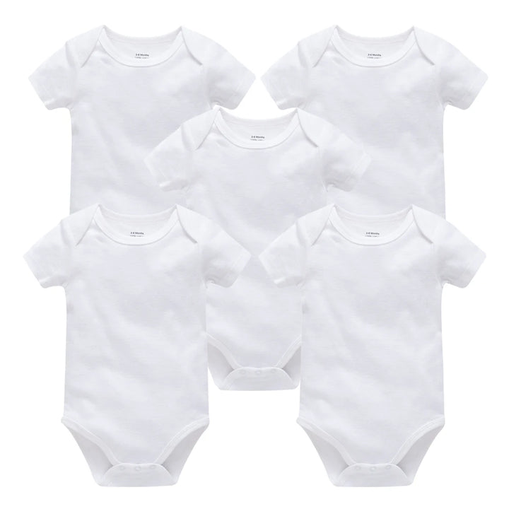 Kavkas 3PCS 5PCS Baby Boys Girls Clothes Solid White Short Sleeve Cotton Baby Bodysuits body bebe 0-24 months Newborn Jumpsuit