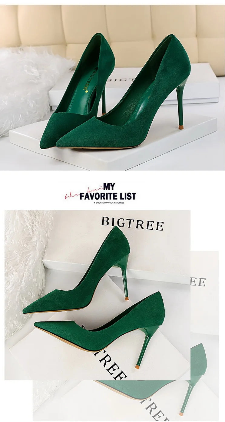 BIGTREE Shoes Suede Woman Pumps New High Heels For Women Office Shoes Fashion Stiletto Heels Women Basic Pump Plus Size 42 43