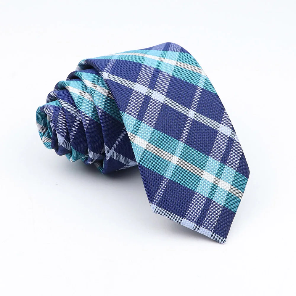 New Jacquard Plaid 6cm Neck Tie For Men Classic Check Ties Polyester Mens Necktie For Wedding Business Suit Neckwear Accessories