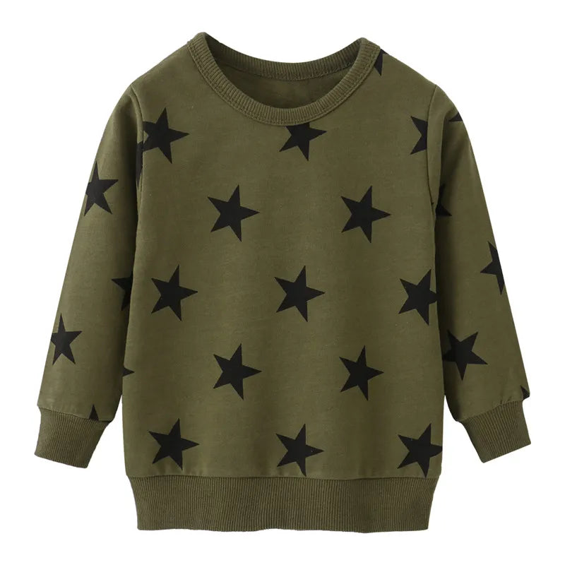 Jumping Meters 2-7T Long Sleeve Stars Print Boys Girls Sweatshirts Autumn Spring Kids Clothes Hot Selling Shirts Tops