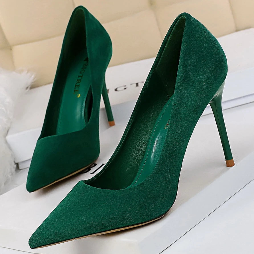 BIGTREE Shoes Suede Woman Pumps New High Heels For Women Office Shoes Fashion Stiletto Heels Women Basic Pump Plus Size 42 43