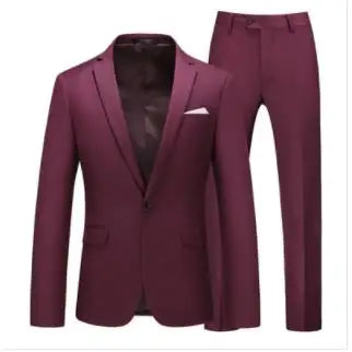 Red Formal Suit 2 Piece Sets for Men Wedding Party Dress Coat and Pants Big Size Terno Masculino Black White Blue Costume Homme