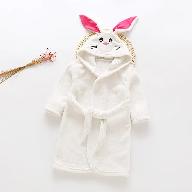 Autumn Winter Children Sleepwear Robe Flannel Hooded Warm Bathrobe Kids Pajamas For Boys Girls Lovely Cartoon Animals Robes