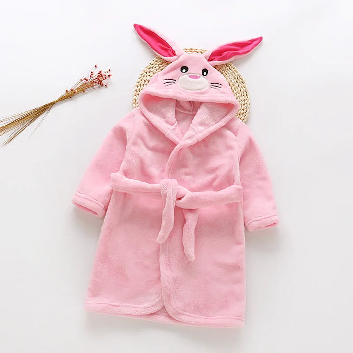 Autumn Winter Children Sleepwear Robe Flannel Hooded Warm Bathrobe Kids Pajamas For Boys Girls Lovely Cartoon Animals Robes